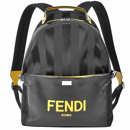 フェンディ FENDI ペカン バックパック ナイロン レザー ロゴ ブラック