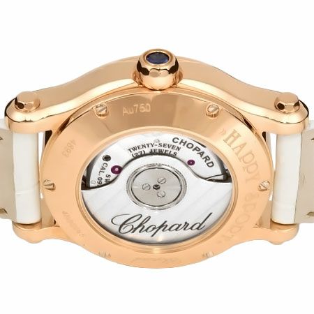 ショパール Chopard ハッピースポーツ オートマティック 5P ダイヤモンド レディース 自動巻き 時計 K18RG シェル文字盤 裏スケ  アリゲーターストラップ 274893-5009【中古】 | ゴールドプラザ オンラインストア