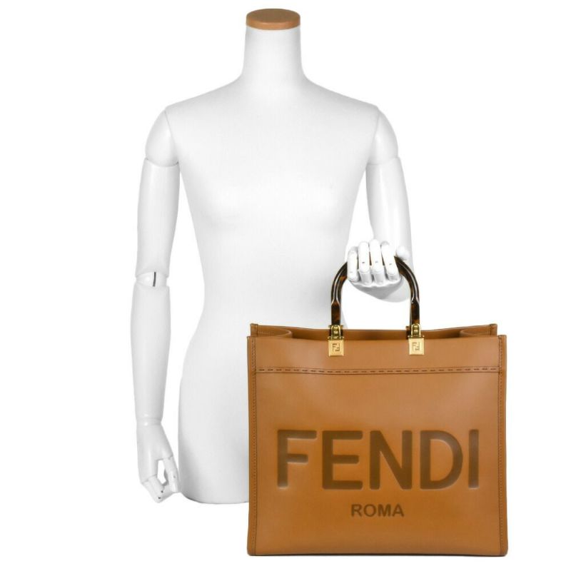 フェンディ FENDI フェンディ サンシャイン ミディアム ロゴ ショッパーバッグ ハンドバッグ レザー ブラウン 8BH386 ABVL  F0PWZ【中古】 | ゴールドプラザ オンラインストア