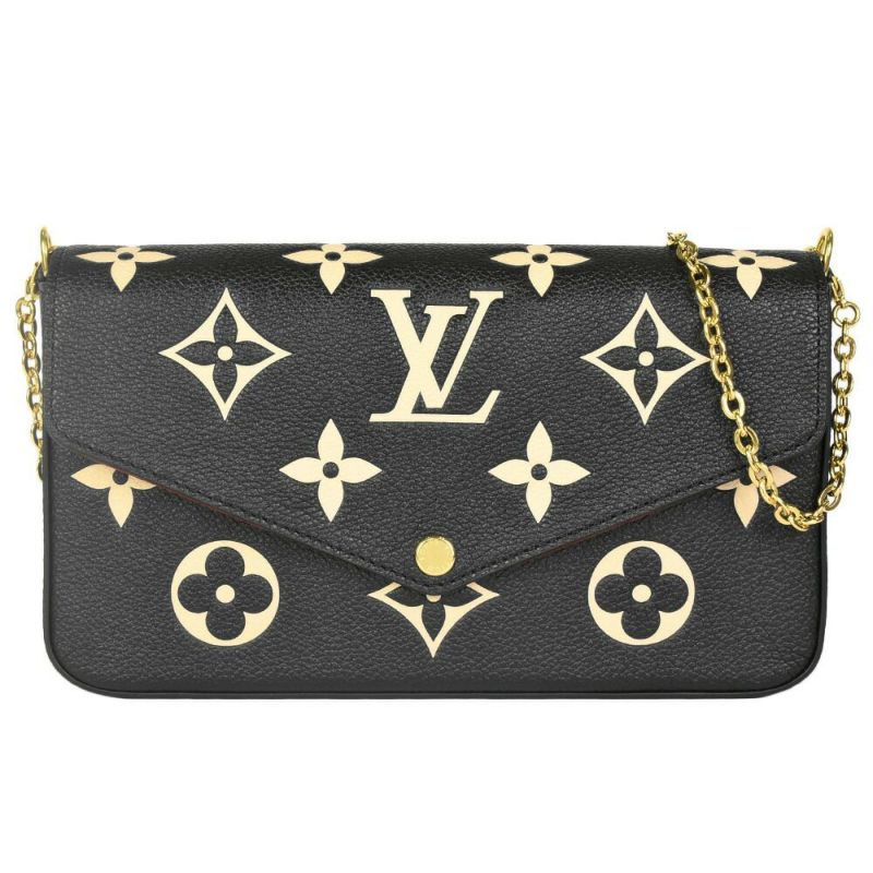 ルイヴィトン LOUIS VUITTON ポシェット フェリシー バイカラーモノグラムアンプラント チェーンウォレット レザー ブラック ベージュ  M80482【中古】 | ゴールドプラザ オンラインストア