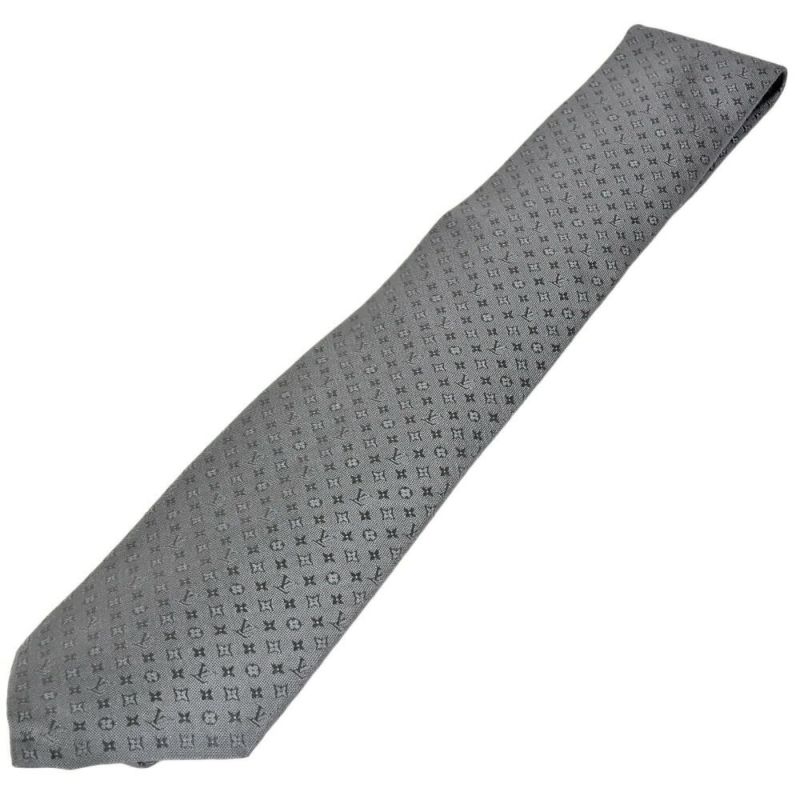 ルイヴィトン LOUIS VUITTON ネクタイ・モノグラム クラシック ジャカード 8cm グレー シルク100%【中古】 ゴールドプラザ  オンラインストア