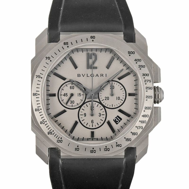 【115235】BVLGARI ブルガリ  BG041SCH オクトヴェロッチェシモクロノ グレーダイヤル SS/レザー（クロコ） 自動巻き 純正ボックス 腕時計 時計 WATCH メンズ 男性 男 紳士