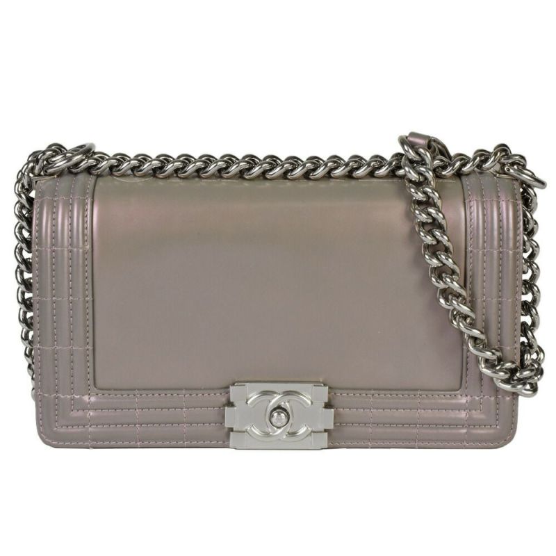 シャネル CHANEL ボーイシャネル ココマーク チェーンショルダーバッグ 16番(2012年製造) メタリックグレー レザー シルバー金具  A67086【中古】 | ゴールドプラザ オンラインストア