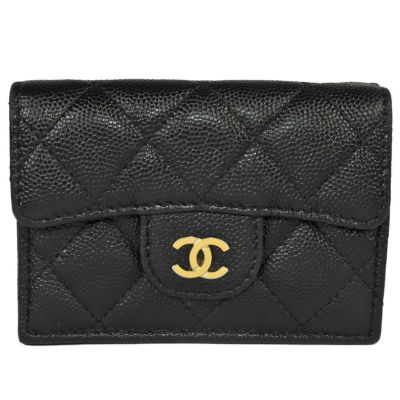 シャネル CHANEL ココマーク 小銭入付 Wホック 三つ折り財布 ブラック