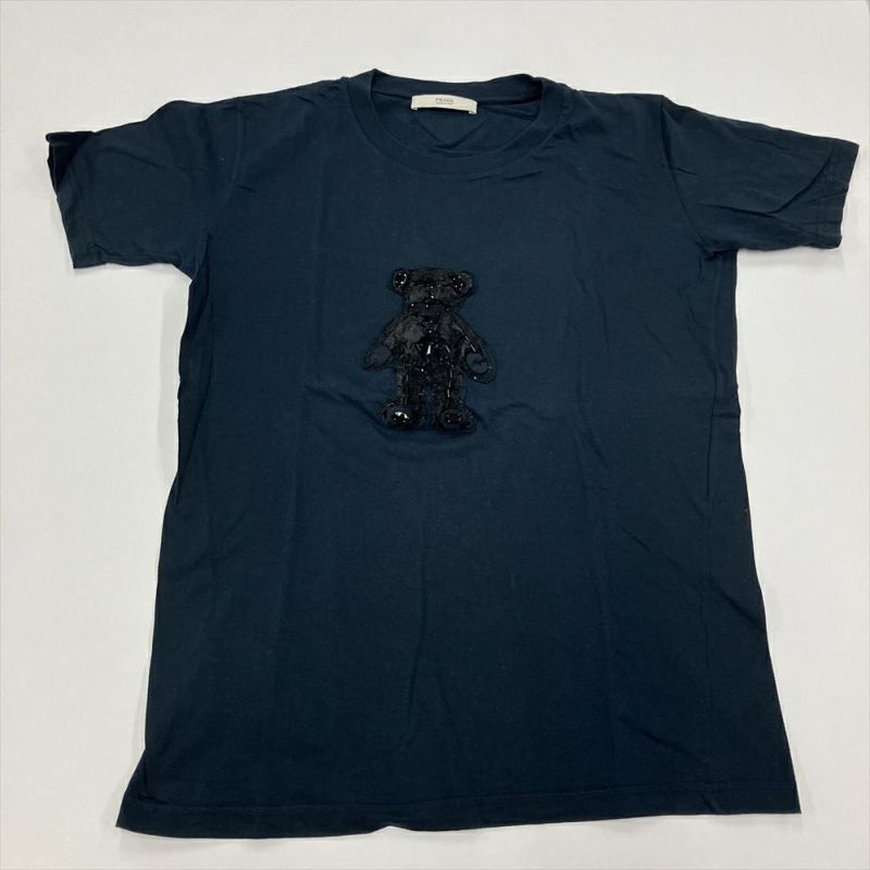 プラダ PRADA 半袖Ｔシャツ コットン ネイビー L ベアモチーフ