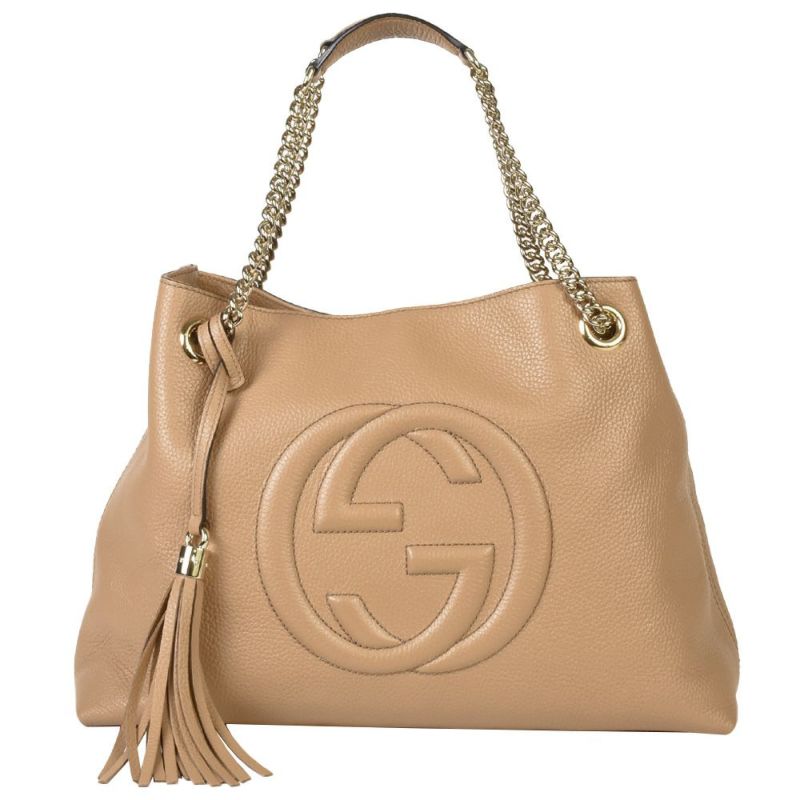 グッチ GUCCI インターロッキングG ソーホー チェーンショルダー トートバッグ 536196 レザー ベージュ シャンパン レディース【中古】  | ゴールドプラザ オンラインストア