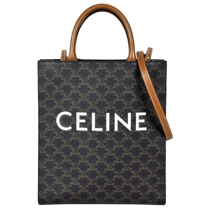 セリーヌ CELINE バーティカルカバ スモール トートバッグ 2WAY 191542BZK.04LU ブラウン トリオンフ キャンバス  ハンドバッグ ショルダーバッグ【中古】 | ゴールドプラザ オンラインストア