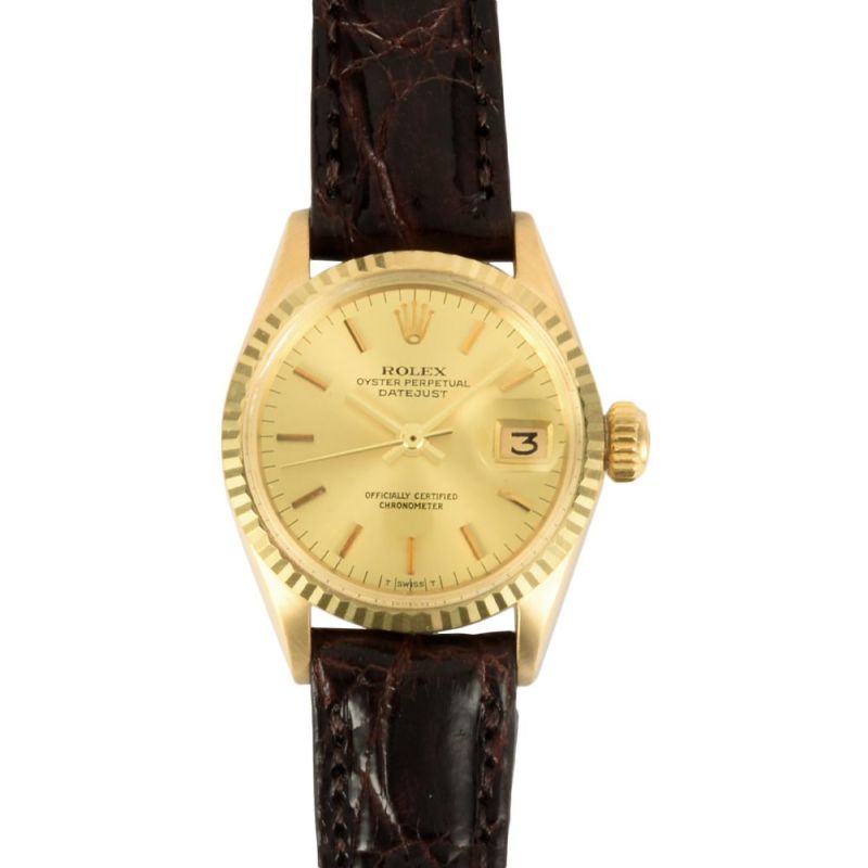 ロレックス ROLEX 6517 オイスターパーペチュアル デイト 6桁2番台(1942年頃製造) 腕時計 シャンパン文字盤 K18YG 金無垢  レディース【中古】 | ゴールドプラザ オンラインストア