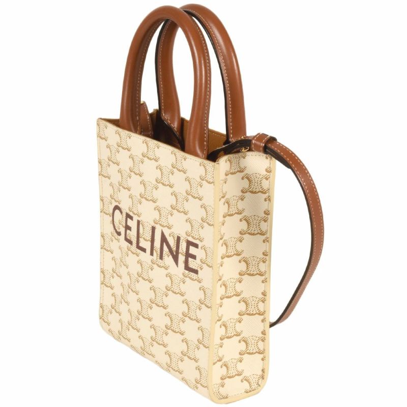 中古】セリーヌ ミニ バーティカル トリオンフ たのしく キャンバス CELINE カバ