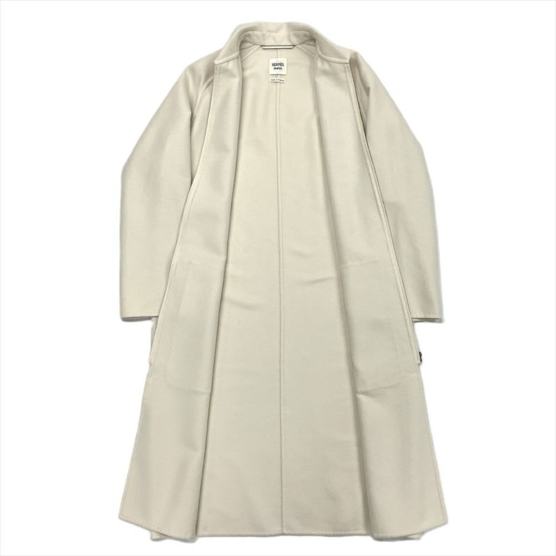 専用☆エルメス カシミヤ ロングコート ステンカラーコート メタルロゴ ☆極美品☆エルメス カシミヤ ロングコート ステンカラーコート