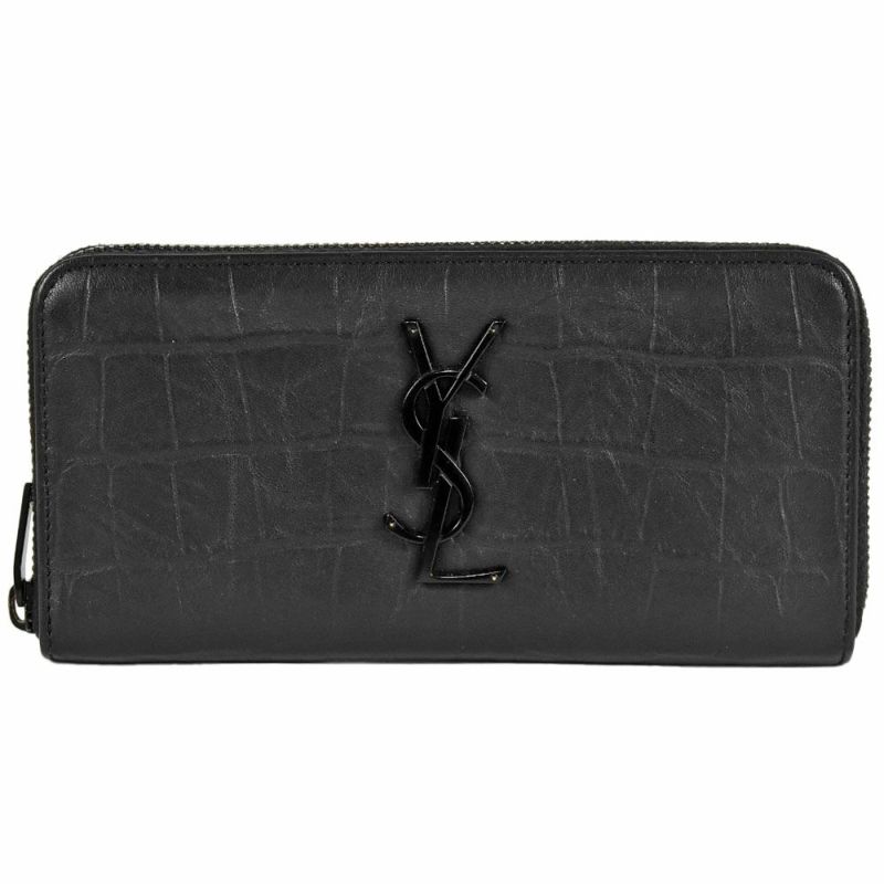 サンローラン SAINT LAURENT 型押し エンボス ラウンドファスナー