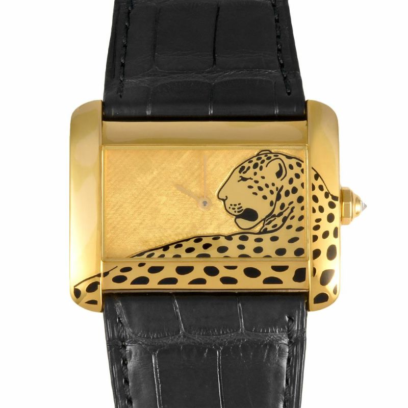 未使用級 Cartier タンク ドゥ アルディロン レザーベルト ゴールド 黒 Cartier カルティエ メンズ ベルト □ (80〜90cm) タンク アル