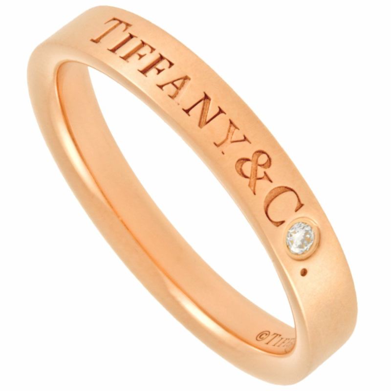 ティファニー Tiffany&Co. フラット バンド リング 指輪 ダイヤモンド 約9号 K18PG ピンクゴールド ローズゴールド 3mm 1PD  レディース【中古】 | ゴールドプラザ オンラインストア