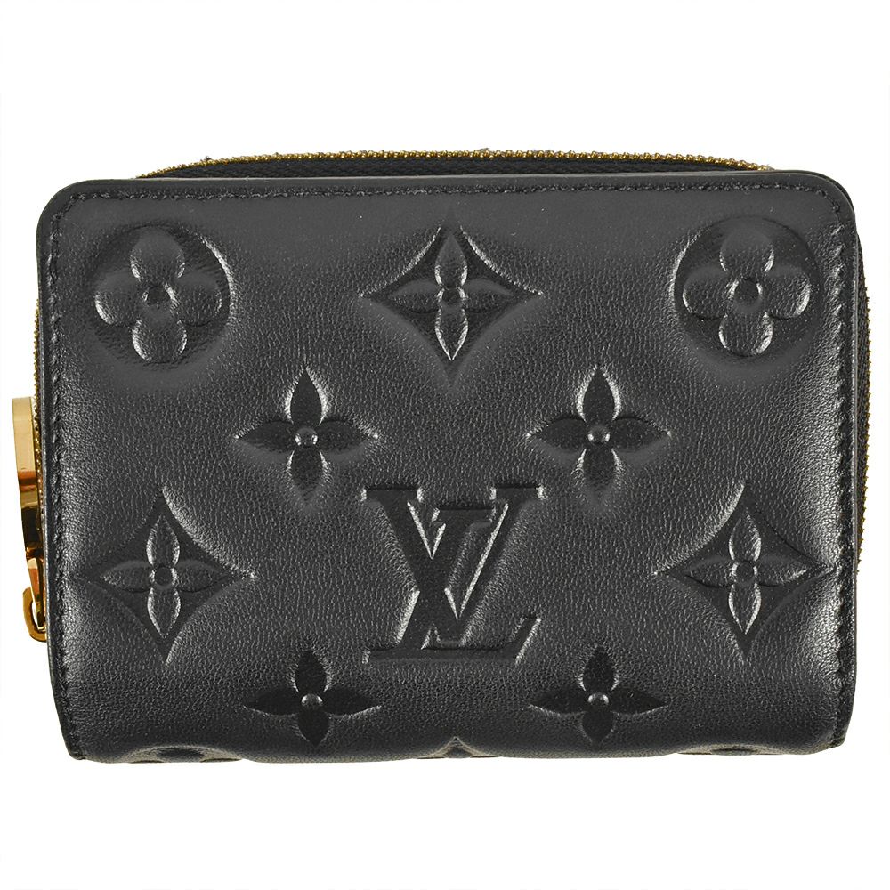 Louis Vuitton 彩る 三つ折り財布 黒 レザー icチップ