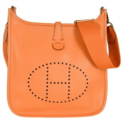エルメス HERMES エブリン3 PM ショルダーバッグ ヴォーエプソン □L刻印 オレンジ シルバー金具【中古】