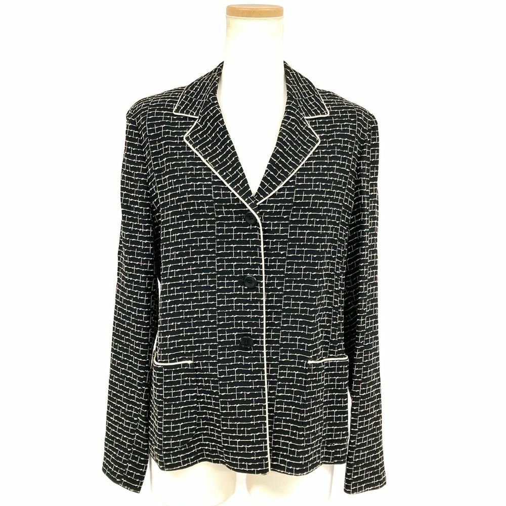 マックスマーラ MAX MARA テーラードジャケット ブラック 42 刺繍 白  