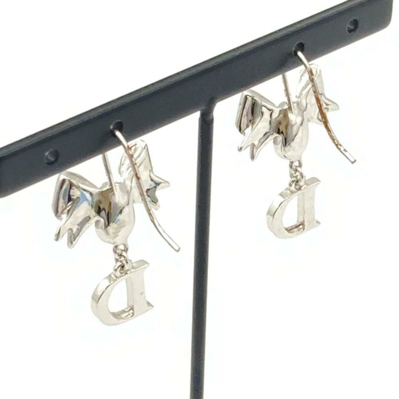 ディオール Dior ラインストーン リボンモチーフ ロゴ ピアス