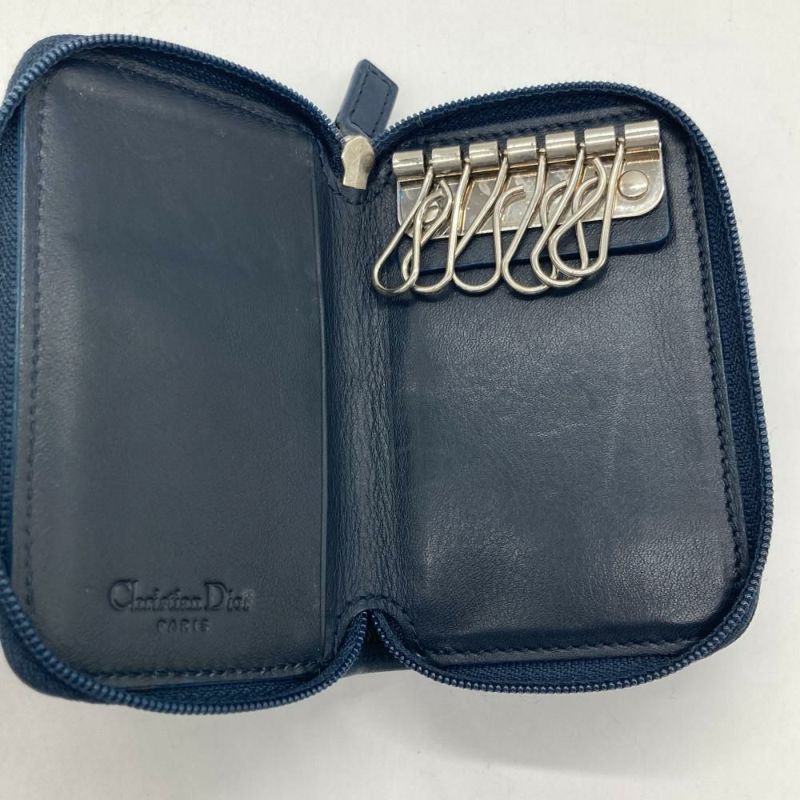 ディオール Dior オブリーク キーケース ジャガード ネイビー コイン