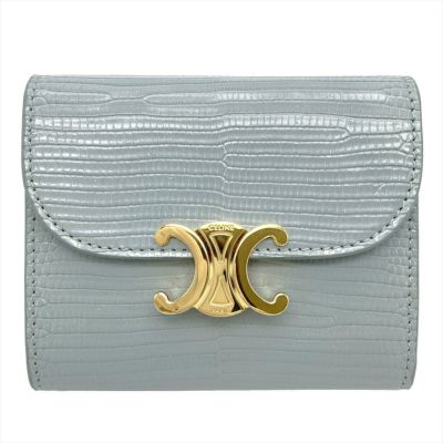 セール中☆*:.。. CELINE 水色 パールブルー　財布　トリオンフ CELINE（セリーヌ） 中古 三折財布小銭入付き レディース ブランド