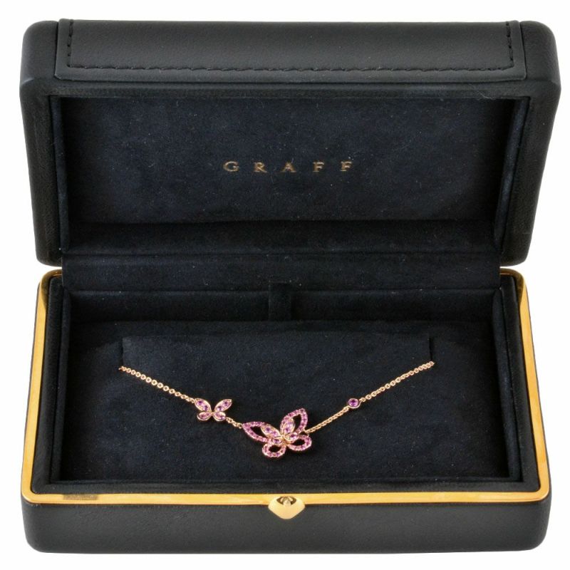 バタフライ　ピンクサファイア　ネックレス　K18PG グラフ GRAFF ダブル バタフライ シルエット ネックレス ピンク
