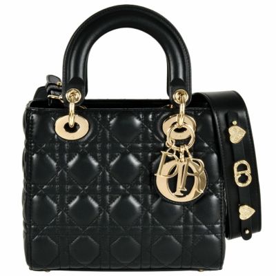 ディオール Dior Lady Dior レディディオール ハンドバッグ レザー 88-MA-0273 ブラック【中古】