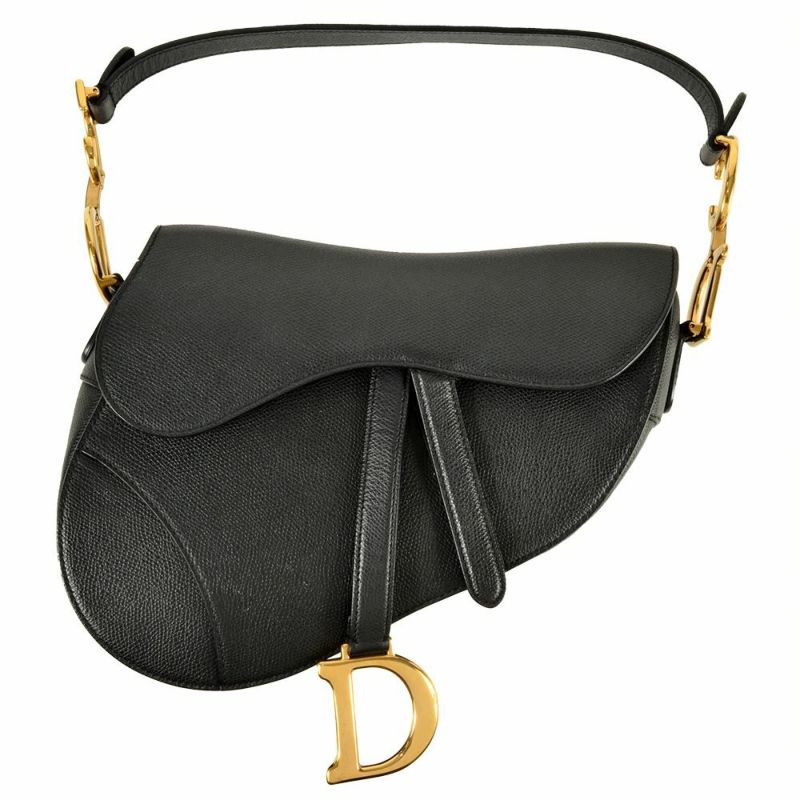 【美品】Dior Saddle バッグ ブラック ディオール Dior サドル ミディアム ハンドバッグ レザー