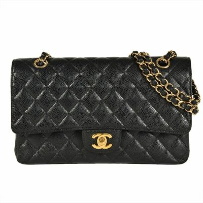 シャネル CHANEL マトラッセ25 ショルダーバッグ キャビアスキン A01112 ブラック 8桁 19番台 チェーンショルダー Wフラップ レディース【中古】
