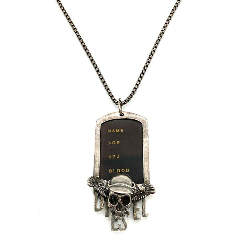 ディーゼル DIESEL スカル ドッグタグ ネックレス SV925 19.2g