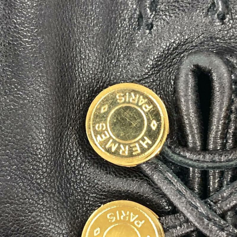 エルメス HERMES セリエ 手袋 グローブ ラムスキン ブラック