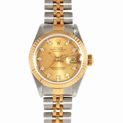 ロレックス ROLEX 69173G デイトジャスト 26 L番 1989年頃製造 腕時計 ゴールド文字盤 フルーテッドベゼル 10PD SS×YG レディース【中古】