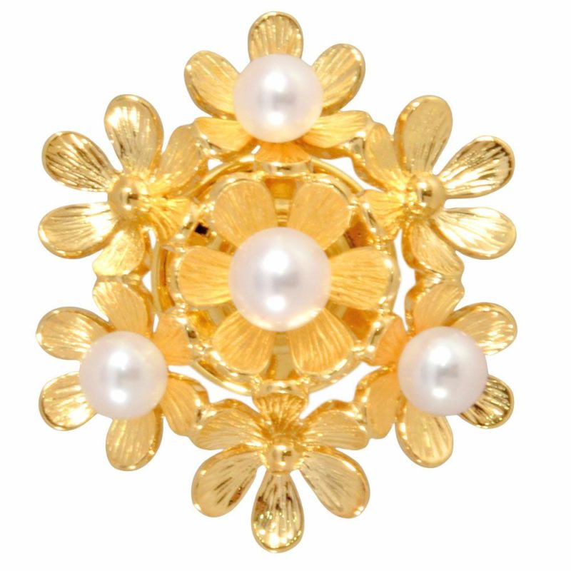 ミキモト MIKIMOTO フラワーモチーフ ピン ブローチ パール
