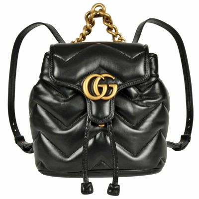 グッチ GUCCI GGマーモント キルティング ミニ リュック デイパック バックパック レザー 777253 ブラック レディース【中古】