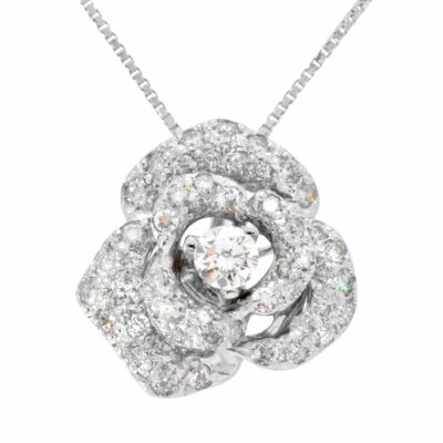 フラワーモチーフ ペンダント ネックレス ダイヤモンド 0.7ct K18WG 5.5g【中古】