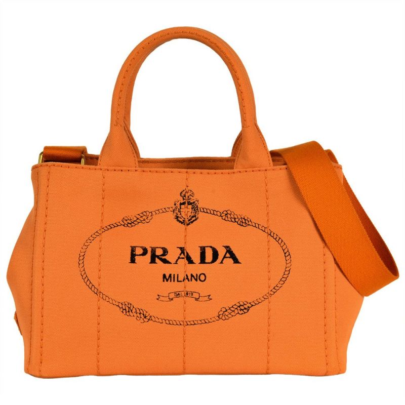 PRADA CANAPA オレンジ キャンバス ハンドバッグ プラダ PRADA カナパ ミニ ハンドバッグ キャンバス 1BG439