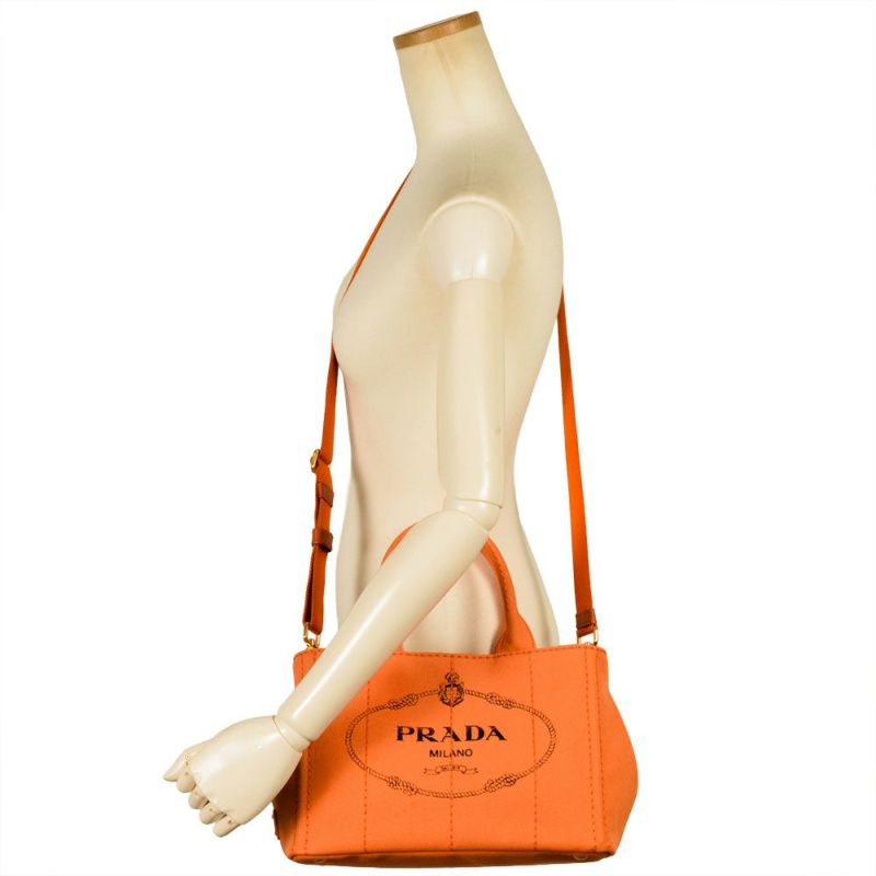 PRADA CANAPA オレンジ キャンバス ハンドバッグ プラダ PRADA カナパ ミニ ハンドバッグ キャンバス 1BG439