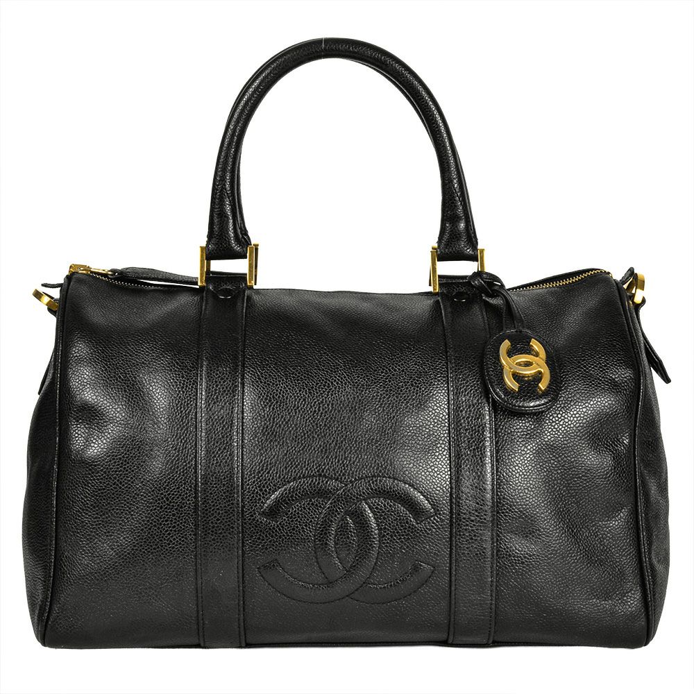 シャネル CHANEL 二つ折り財布 キャビアスキン A13496 ブラック ココ