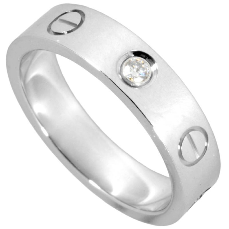 カルティエ Cartier ミニ ラブ リング 指輪 ダイヤモンド #47 K18WG