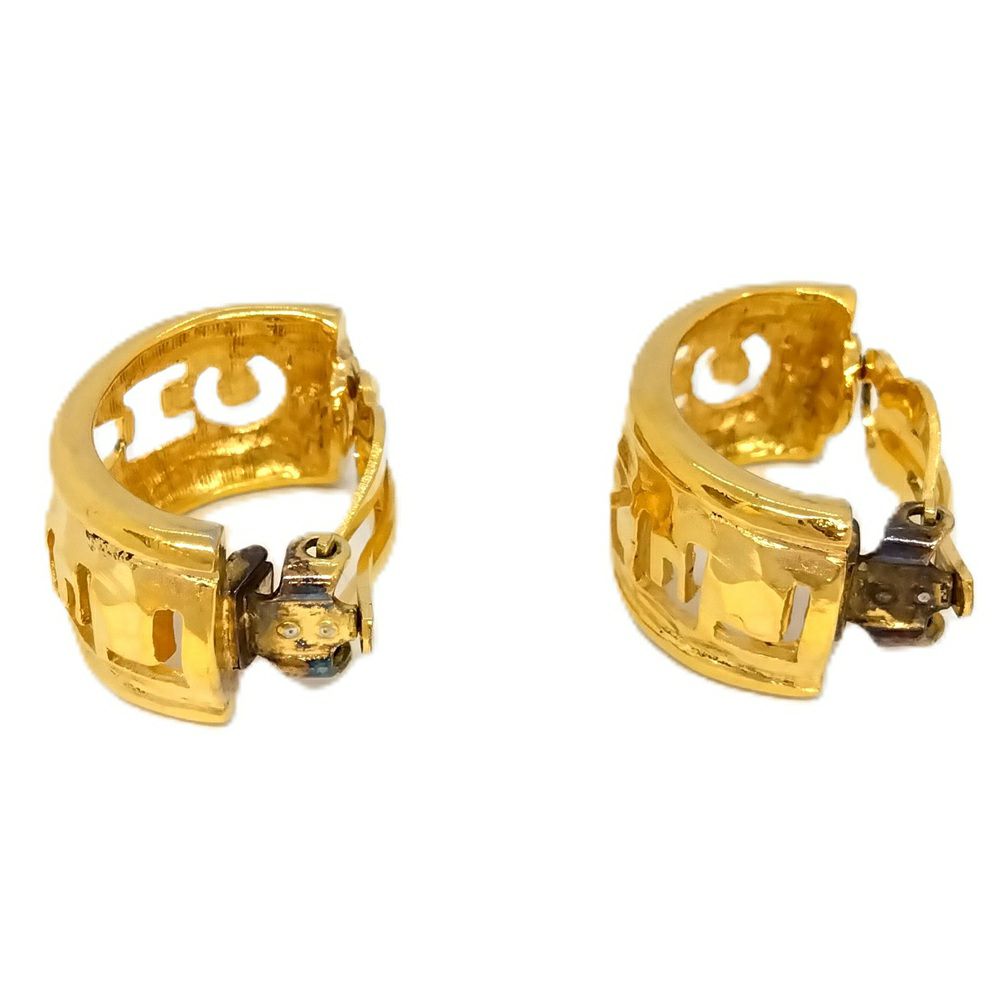 シャネル CHANEL イヤリング ゴールド ロゴ ハーフフープ 2317【中古