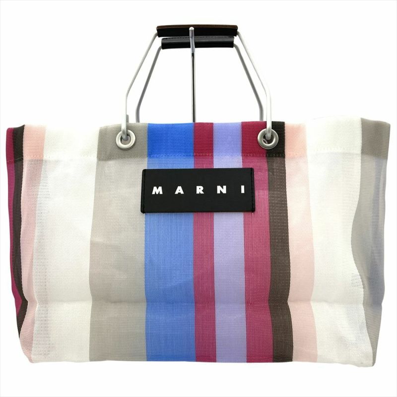 マルニ MARNI フラワーカフェ ストライプバッグミニ トートバッグ