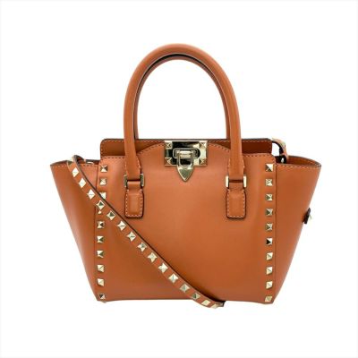 ヴァレンティノ VALENTINO ロックスタッズ ハンドバッグ 2WAY オレンジ