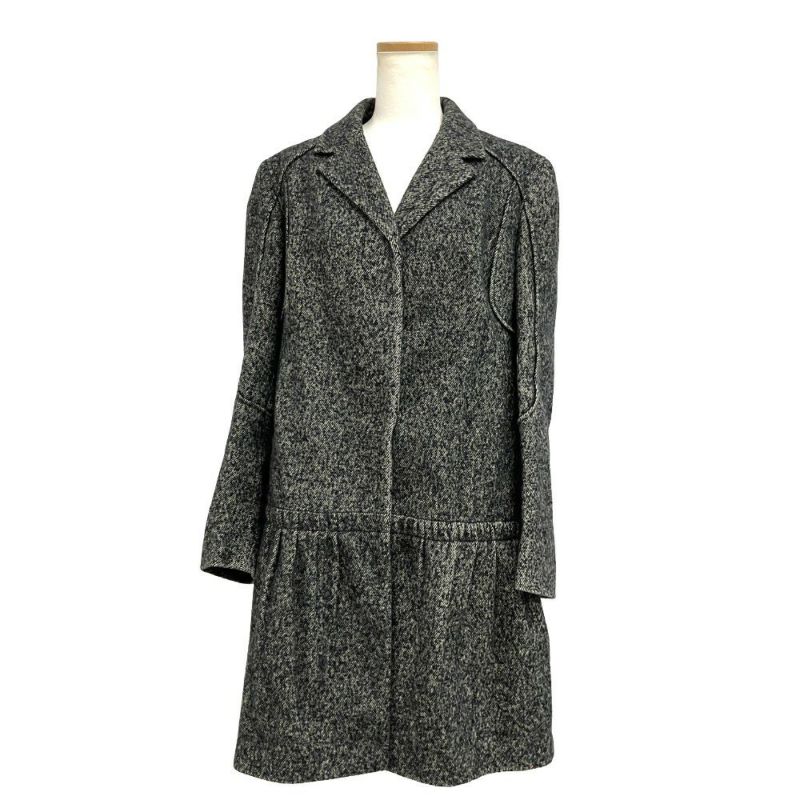 プラダ PRADA オーバーコート グレー カシミヤ混紡 44 ステンカラー