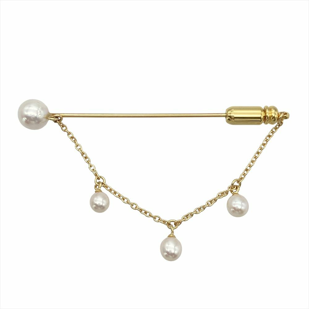 パール タイピン ブローチ K18YG イエローゴールド タイタック【中古