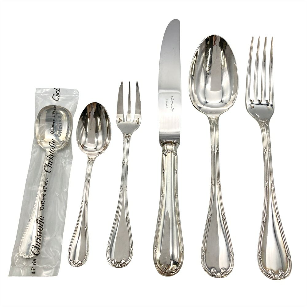 クリストフル Christofle リュバン ナイフ フォーク スプーンセット カトラリー シルバー シルバー【中古】 | ゴールドプラザ  オンラインストア 希少!! クリストフル パール グレープフルーツスプーン 2本set　No2