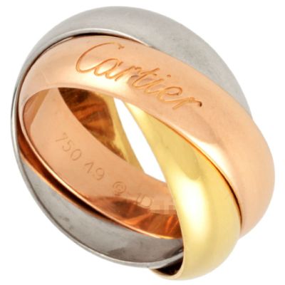 カルティエ Cartier トリニティ LM リング 指輪 #49 K18YG 14.6g K18WG