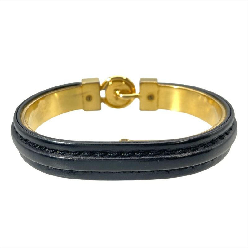 ロエベ LOEWE アナグラム ロゴ バングル カフ レザー ブラック